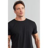 Çetinkaya Mentality 2772 Bisiklet Yaka Slimfit Basic T-Shirt Siyah - XS
