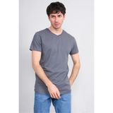Çetinkaya Mentality 2772 V Yaka Slimfit Basic T-Shirt Düz Koyu Gri - XL