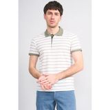 Çetinkaya Mentality 4553 Polo Yaka Regular Çizgili T-Shirt Beyaz-Haki