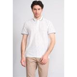 Çetinkaya Mentality 4564 Polo Yaka Regular Çizgili T-Shirt Beyaz-Gri