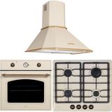 Çetintaş Evii Rustik Krem Ankastre Set (Rs 4616 Rk Rustik 60Cm Davlumbaz-Rk 1237 Krem Fırın-El 848 Eat Rk Ocak)
