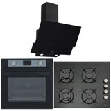 Çetintaş Evii Siyah Ankastre Set (55221 Duvar Tipi Davlumbaz-5264 E SP AF Airfry Turbo Fırın-848 CAT L EI Siyah Emaye Ca