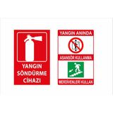 Çetintaşlar Reklam Yangın Söndürme Cihazı ve Yangın Anında Asansör Kullanma Merdiven Kullan Pvc (Foreks) ve Alüminyun Kompozit - Alüminyum Kompozit - 20x30