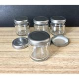 CetKing - 10 Adet 40 cc Cam Kavanoz - Gümüş Kapak - Hediyelik, Hobi, Düğün, Nişan-Mini Kavanoz