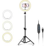 CetKing 10 Inch Youtuber LED Işıklı Halka Telefon Tutuculu 10 Inch 26 cm Selfie/yayıncı/makyaj Işığı 210 cm Tripod F08