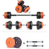 CetKing 12 kg Multifonksiyonel Turuncu Siyah Halter Seti ve Dambıl Seti