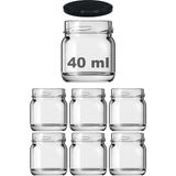CetKing 40 ml Farklı Boyutlarda Kavanoz 40 cc Konserve Metal Kapaklı Cam Kavanoz 6 Adet (Şeffaf, 40 Cc)