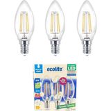 CetKing 4W LED Filament Mum Ampul, E14 Duy, 6500K Beyaz Işık, 470 Lümen, Şeffaf Cam, Akkor Görünümlü Dekoratif Lamba, 3'lü Paket (Beyaz)