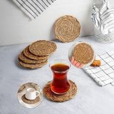 CetKing 6 Adet El Yapımı Yuvarlak Hasır Bardak Altlığı - Fincan, Çay ve Kupa Altlığı - 10CM