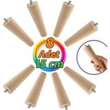 CetKing 8 Adet Ahşap Ayak 15 cm Dolap Mobilya Koltuk Kanepe Destek Ayağı Ayakları Konik M8 Civatalı