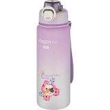 CetKing 800ML Sevimli Hayvanlar Desenli Pipetli/pipetsiz Kullanım Polikarbon Su Matarası (Lila)