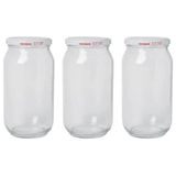 CetKing Adet 1000 ml Metal Beyaz Konserve Kapaklı Şeffaf Paşabahçe Menemen Turşuluk Cam Kavanoz