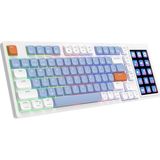 CetKing Ajazz AKP815%75 Low Profile Mekanik Klavye, 4.33'' LED Dokunmatik Ekranlı, Programlanabilir Rgb Gasket Kablolu Klavye, 16 Tuşlu Özel Masa Kontrolcüsü (Mavi Beyaz - Kırmızı Switch)