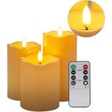 CetKing Alevsiz Titreyen LED Mum Büyük Boy 3lü Set Kumandalı