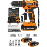 CetKing Alman 58 V 5 Ah Darbeli Çift Akülü Metal Dişli Şanzuman Şarjlı Vidalam Matkap + 27 Parça Set - ST0518R215400214