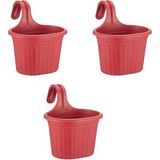 CetKing Askılı Balkon Saksı – 3 Litre, 3 Adet | Kırmızı Renk | 22,2 cm | Askılı Tasarım