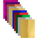 CetKing Aynalı Fon Kartonu 10 Renk 50X70 cm 1 Paket Okul Sınıf Dekoratif Pırıltılı Folyo Kağıt