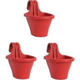 CetKing Balkon Saksı 20 Cm, 3 Litre 3 Adet Kırmızı