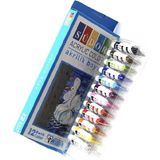 CetKing Boya 12 Renk Tüp 9ml*12 Südor Akrilik Boya 12 Li 1 Paket