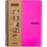CetKing Capricorn Neon Serisi, A4, 7 Konulu (5 Kareli, 2 Çizgili) 210 Yaprak Pp Kapaklı Spiralli Defter, Pembe