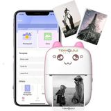 CetKing Cep Yazıcı Taşınabilir Bluetooth Kablosuz Şarjlı 6 Rulo 3 Kalem Seti Hediye Pembe Yazıcı - Çok Renkli