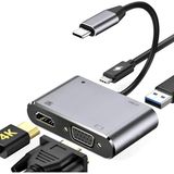 CetKing CF02 Macbook Uyumlu Type-C™ To 4K Ultra Hd 1080P Hdmı/vga/pd Şarj/usb 3.0 4ın1 Çevirici Hub Adaptör