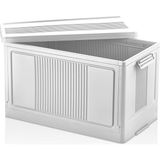 CetKing Dev Boy Katlanır Kilit Kapaklı Kasa 55 Litre Hacimli, Yer Kaplamayan Portatif Saklama Kutusu Ardiye, Balkon, Mutfak, Kiler, Bahçe ve Araç Bagajı Için Güvenli Organizer (Beyaz)