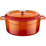 CetKing Döküm Yuvarlak Tencere, Trendy, 28 Cm, 6.71 L Hacim, Turuncu