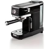 CetKing Espresso Slim Metal 1381, Manometreli Kahve Makinesi, Kahve Tozu ve Ese Kapsülleri ile Uyumlu, 15 Bar Max, Filtre 1 Veya 2 Fincan, Cappuccino Başlığı, 1300 W, Siyah