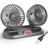 CetKing F410 USB Çift Başlıklı Araç Fanı Oto Fan Vantilatör ve Numaratör, Siyah