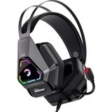 CetKing Fujin USB Gaming Headset - 7.1 Virtual Surround Sound, Wired Rgb LED Headphones With 50MM Drivers, Comfort Design, 360 Spatial Audio, Noise Cancelling Mic Pc, Laptop, Black