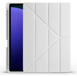 CetKing Galaxy Tab S10 Plus 12,4 Inç Uyumlu Kılıf Üçgen Standlı Kalem Bölmeli Silikon Tablet Kılıfı Gri