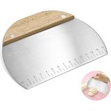 CetKing Home Çelik Hamur Kesici, Ahşap Saplı Metal Hamur Sıyrıcı, Makarna Sıyırma Aparatı, Hamur Dilimleyici, Makarna ve Makarnacılık Için Çelik Şekillendirici ve Porsiyonlayıcı, Mutfakta Çok Amaçlı Kul