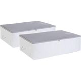 CetKing Home Textile 2 Adet Mega Boy Gri Çizgili Stuff&things Baza Altı Hurç Set 74 x 46 x 22 cm