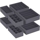 CetKing Iç Giyim Düzenleyici 8'li Set, Çekmece Düzenleyici, Katlanabilir, Gardırop Düzenleyici, Saklama Kutusu Dolabı, Kumaş Kutuları Saklama, Sütyen, Çorap, Kravat, Gri RUS08GY