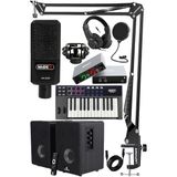 CetKing Impressive Paket-3 Stüdyo Ekipmanları Seti (Monitör Mikrofon Ses Kartı Kulaklık Midi Klavye)