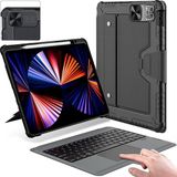 CetKing iPad Air 13 Inç Kılıf Klavye 2024 ve iPad Pro 12.9 Inç 2022-6TH/2021-5TH/2020-4TH/ 2018-3RD Gen, Kalem Tutucu ve Stand ve Kamera Kapaklı Çıkarılabilir Klavye, Akıllı Izleme Dörtgeni