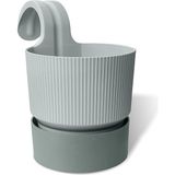CetKing Ixora Tek Askılı Balkon Saksısı Tabaklı Mat Plastik Saksı (1 Adet, Gri)