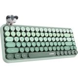 CetKing Kablosuz Bluetooth Retro Sessiz Klavye – Yuvarlak Tuşlu, Kedi Süs Aksesuarı, 84 Tuşlu, Taşınabilir, Akıllı Uyku Modu, Ergonomik Tasarım, Tablet Telefon Uyumlu, Ajazz AJ308I Yeşil