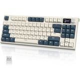 CetKing Kablosuz Mekanik Klavye, Gaming Klavye Conta Montajlı, 3 Mod (2.4ghz/bluetooth/type C) Apex Pro Tkl Rgb 75% Oyuncu Klavyesi, Tft Renkli Ekran, Topuz, Hot Swappable Doğrusal Anahtar