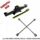 CetKing Kaldırma Krikosu 1,5 Ton Kapasite Makas Cırcır Otomatik Kollu Kriko + 4 Lü Bijon Anahtarı