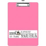 CetKing Kapaksız A4 1 Adet Renkli A4 Kapaksız Sekreterlik Klipsli Metal Mekanizmalı 80 Yaprak Kapasiteli Pembe