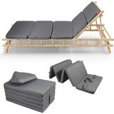 CetKing Katlanır Şezlong Minderi Fermuarlı Çantalı Cepli Foldpack 30X60 cm (Antrasit, 30X60X25 Cm)