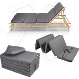 CetKing Katlanır Şezlong Minderi Fermuarlı Çantalı Cepli Foldpack 30X60 cm (Antrasit, 30X60X35 Cm)