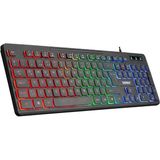 CetKing KB-120 Sleek Siyah USB Gökkuşağı Aydınlatmalı Q Gaming Oyuncu Klavyesi