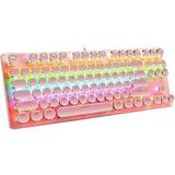 CetKing Leaven K550 Kablolu Pembe Klavye Daktilo Tarzı Su Geçirmez LED Rgb Gökkuşağı Renler Mekanik Oyuncu Işıklı Klavye Ergonomik Tasarım Rahat Kullanım 150CM Kablo Uzunluğu Bilgisayar Pc Için (Pembe)