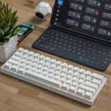 CetKing Leaven K620 Type-C Kablolu Klavye LED Rgb 61 Tuşlu Rgb Mekanik Oyuncu Işıklı Klavye Ergonomik Tasarım Bilgisayar Pc Için Gaming Keyboard Beyaz Renk Kırmızı Switch