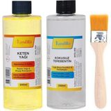 CetKing Magnet Yağlı Boya Seti Yardımcı Malzemeler 2 x 250 ml Terebentin Resim Keten Yağı + Fırça