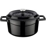 CetKing Metal Döküm Yuvarlak Tencere, 20 Cm, Siyah