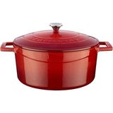 CetKing Metal Döküm Yuvarlak Tencere, 24 Cm, Kırmızı